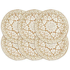 Pogrinjki 6 kosov beli 38 cm okrogli iz jute